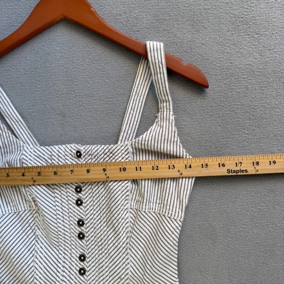 Anthropologie Women's Striped Midi Dress Smocked Back Size 00 Cowgirl Prairie - Picture 11 of 15